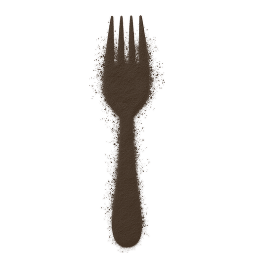 Fork, drawn in coffee grounds
