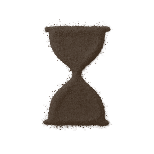 Hourglass, drawn in coffee grounds