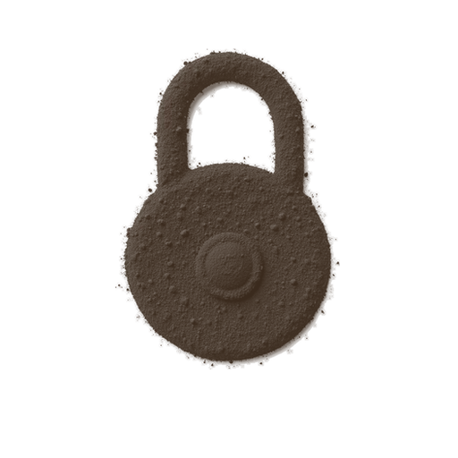Lock, drawn in coffee grounds