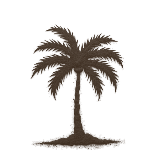 Palm tree, drawn in coffee grounds