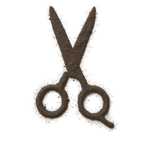 Scissors, drawn in coffee grounds