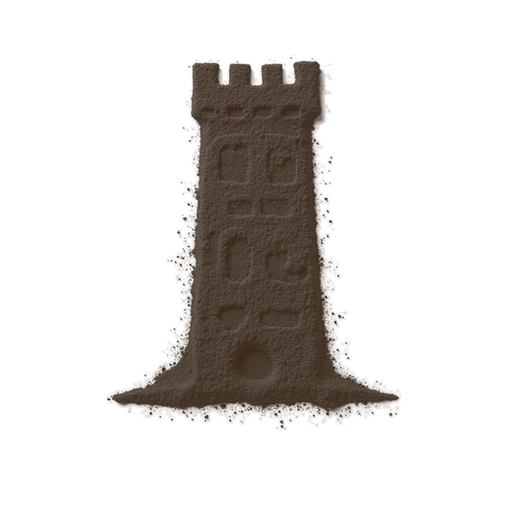 Tower, drawn in coffee grounds