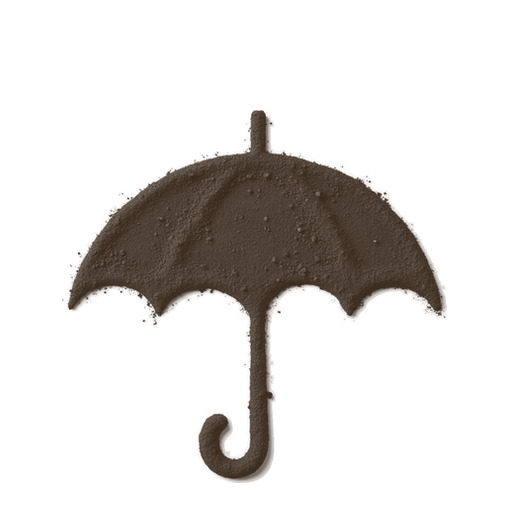 Umbrella, drawn in coffee grounds