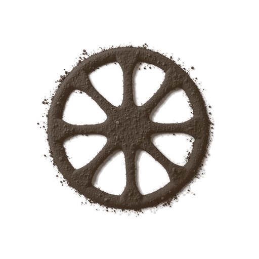 Wheel, drawn in coffee grounds